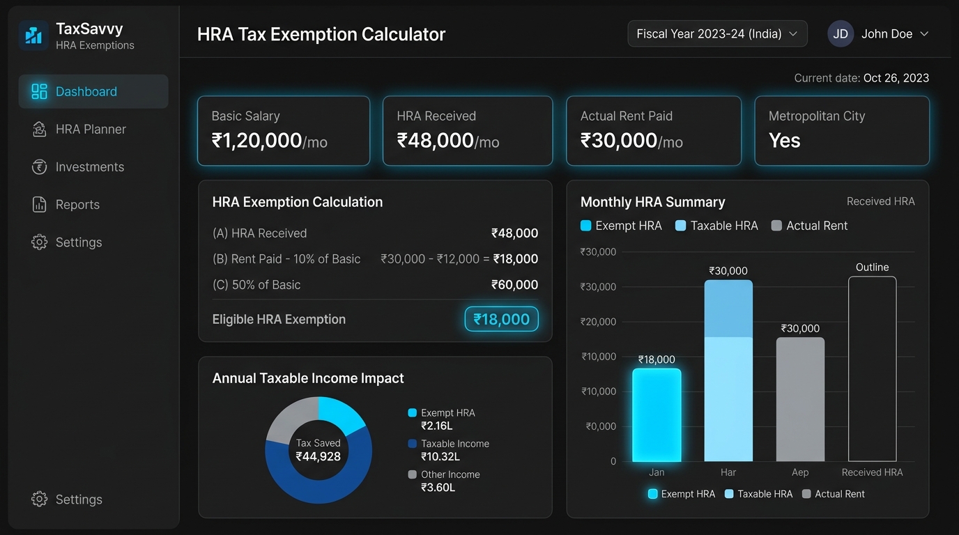 HRA Tax Exemption Dashboard UI