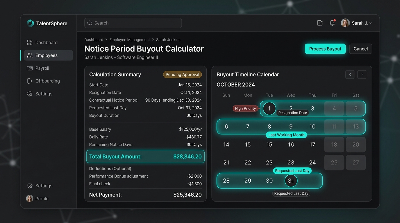 HR Notice Period Buyout Dashboard