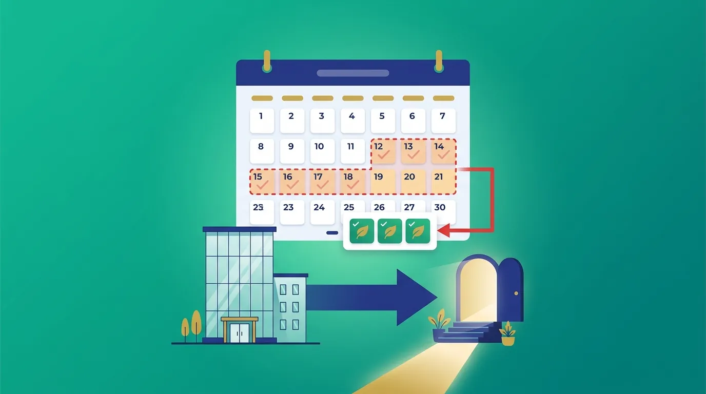 Notice and leave offset calculator — calendar with earned leave days and exit door