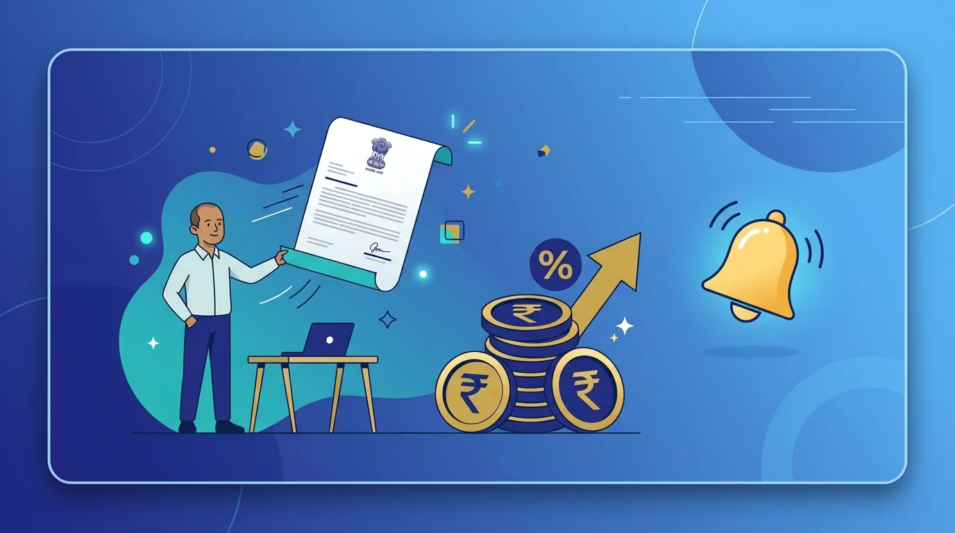 MSME legal notice generator — demand letter with interest arrow and notification bell