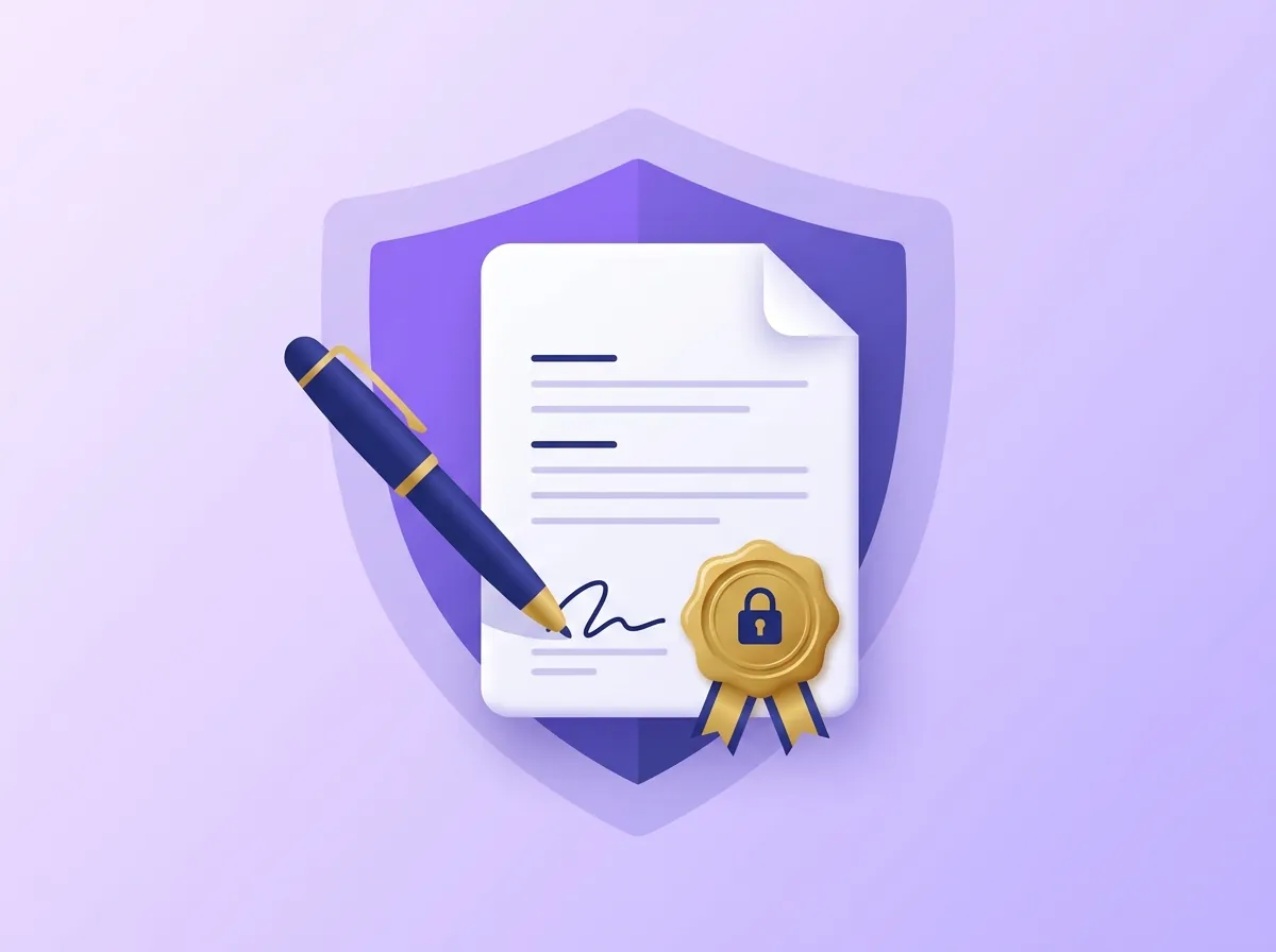 NDA generator — sealed contract with lock and shield illustration
